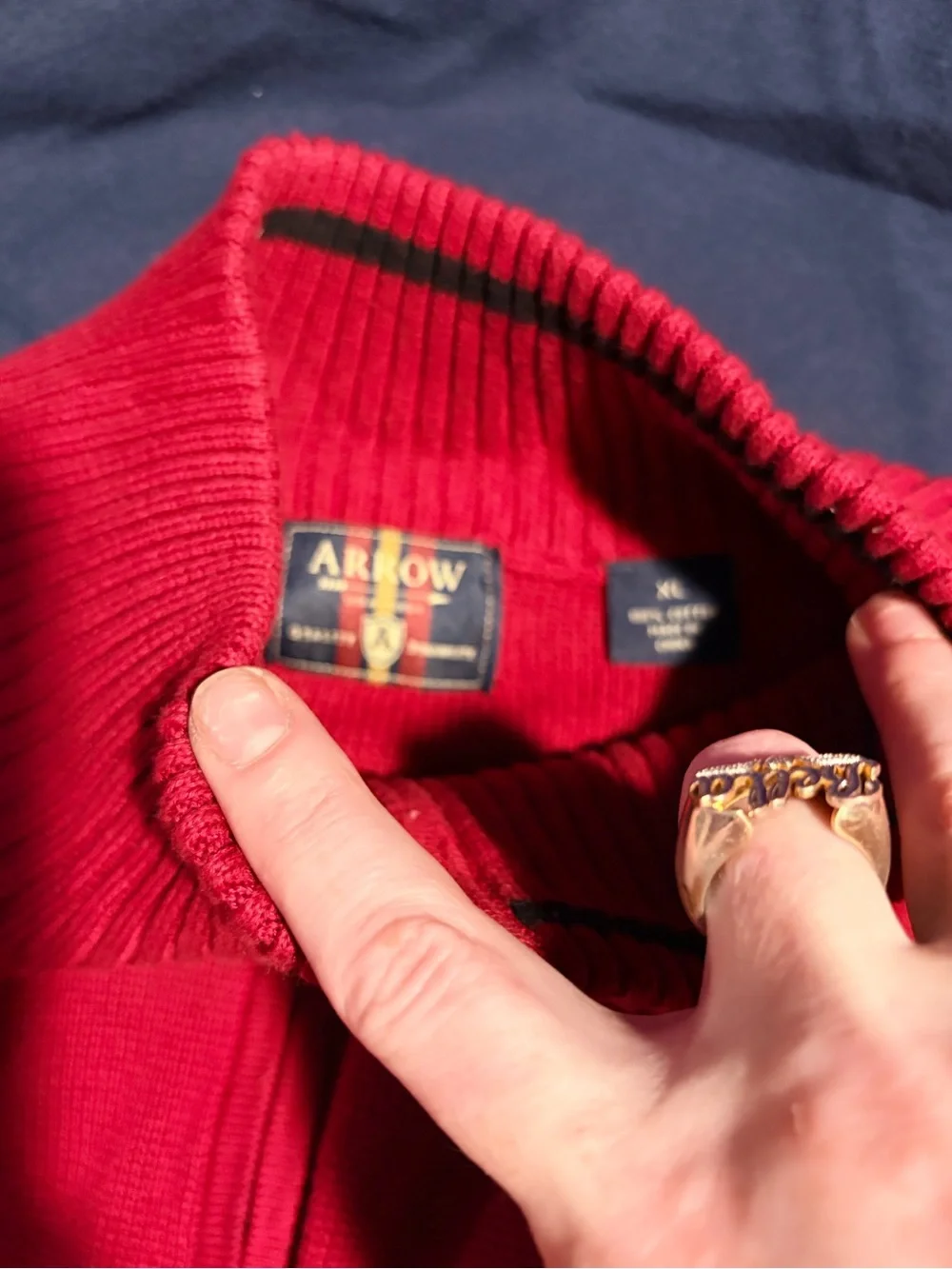 NWOT Vintage Arrow Quarter Zip 100% Cotton Sweater- XL